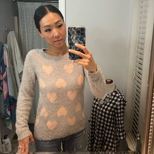 LC Lauren Conrad Fuzzy Heart Pullover Sweater